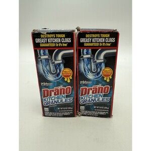 Pack of 2 Drano Kitchen Granules Drain Clog Remover & Cleaner Unclogs Grease Oil